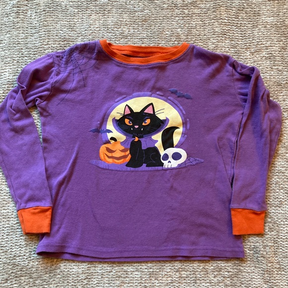 Girls Black Cat Halloween Pajama Set Vampire Kitten Jack-o-Lantern 100% Cotton - Picture 2 of 9